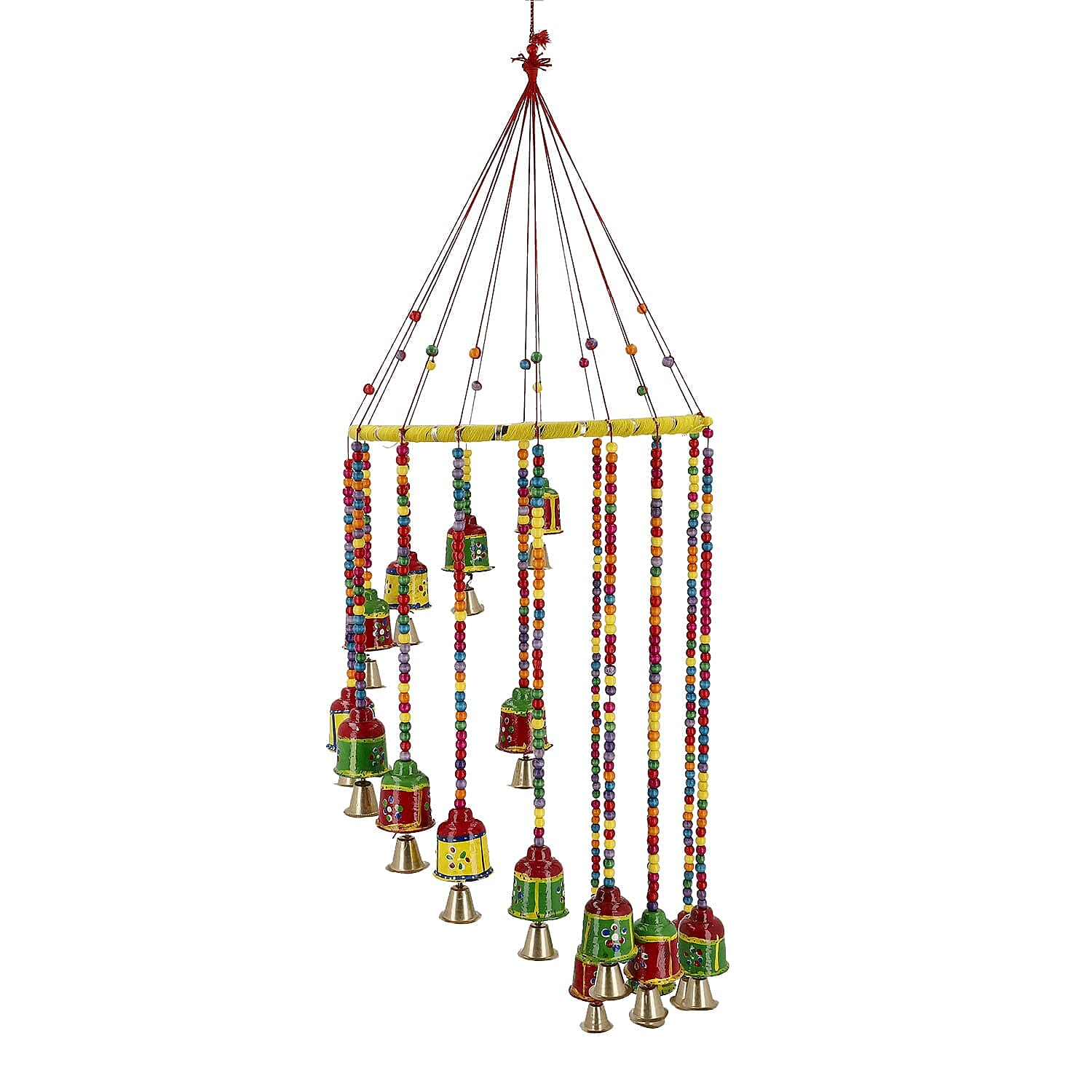 Hand Crafted Multi Color Singing Tibetian Bell Hanging with Bells - Beads