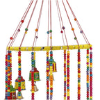 Hand Crafted Multi Color Singing Tibetian Bell Hanging with Bells - Beads