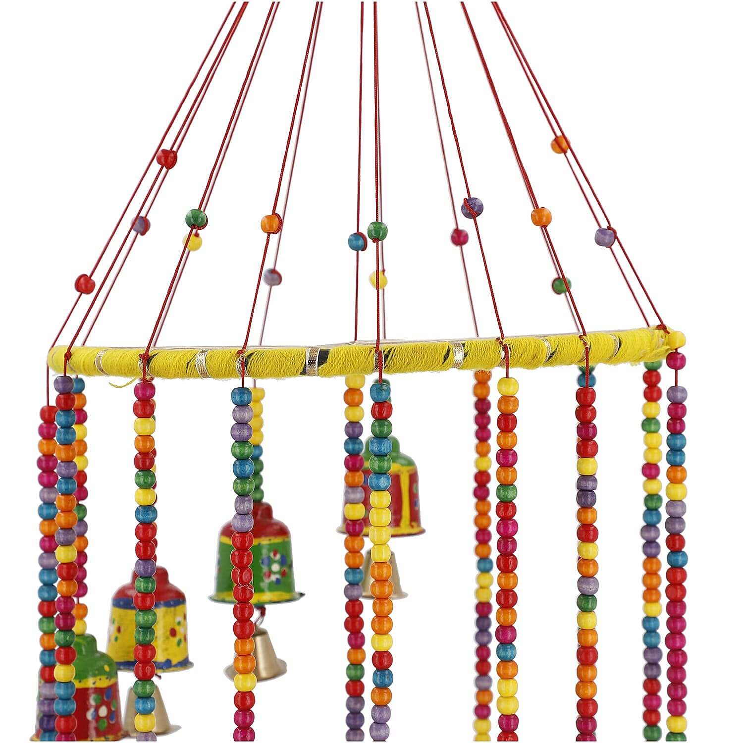 Hand Crafted Multi Color Singing Tibetian Bell Hanging with Bells - Beads