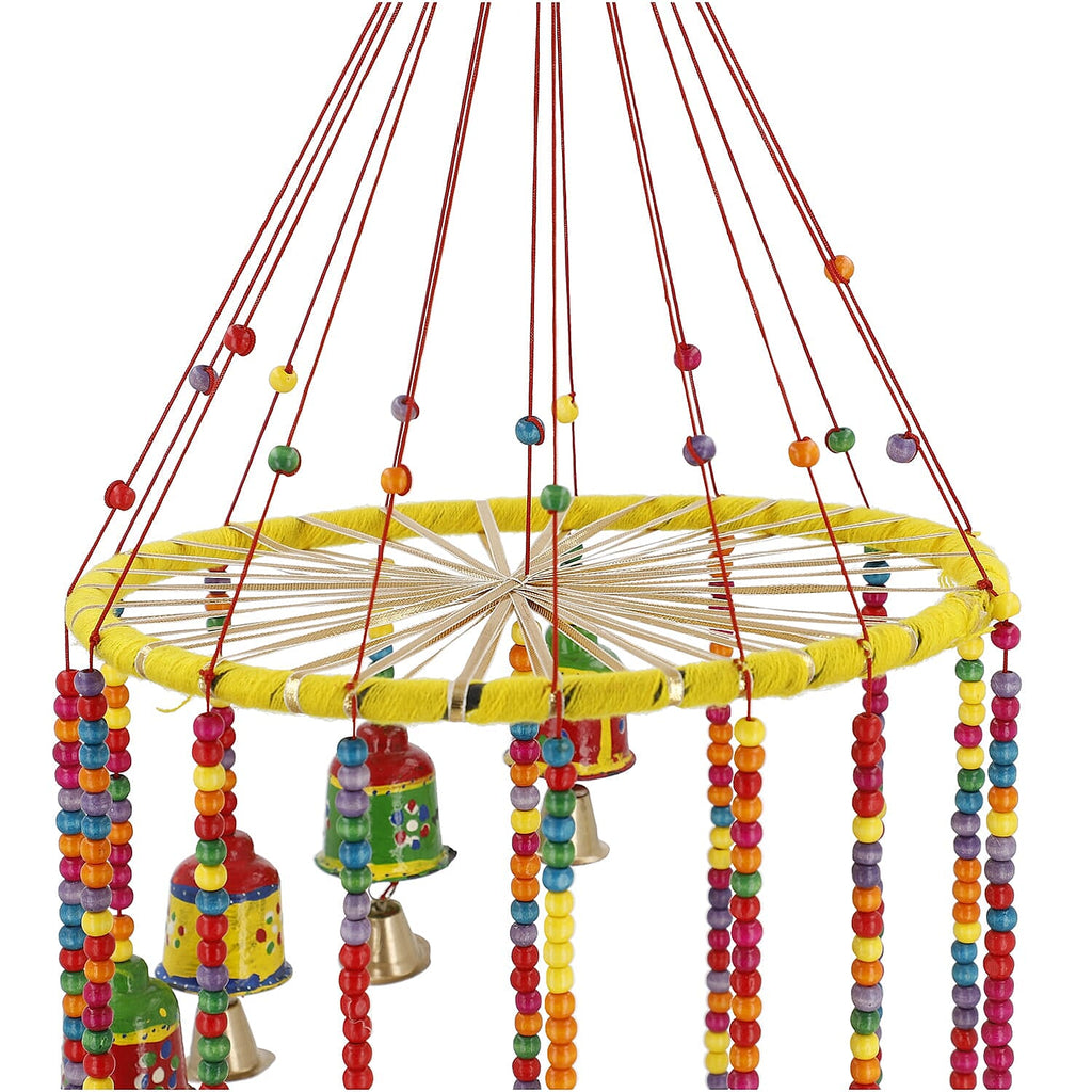Hand Crafted Multi Color Singing Tibetian Bell Hanging with Bells - Beads