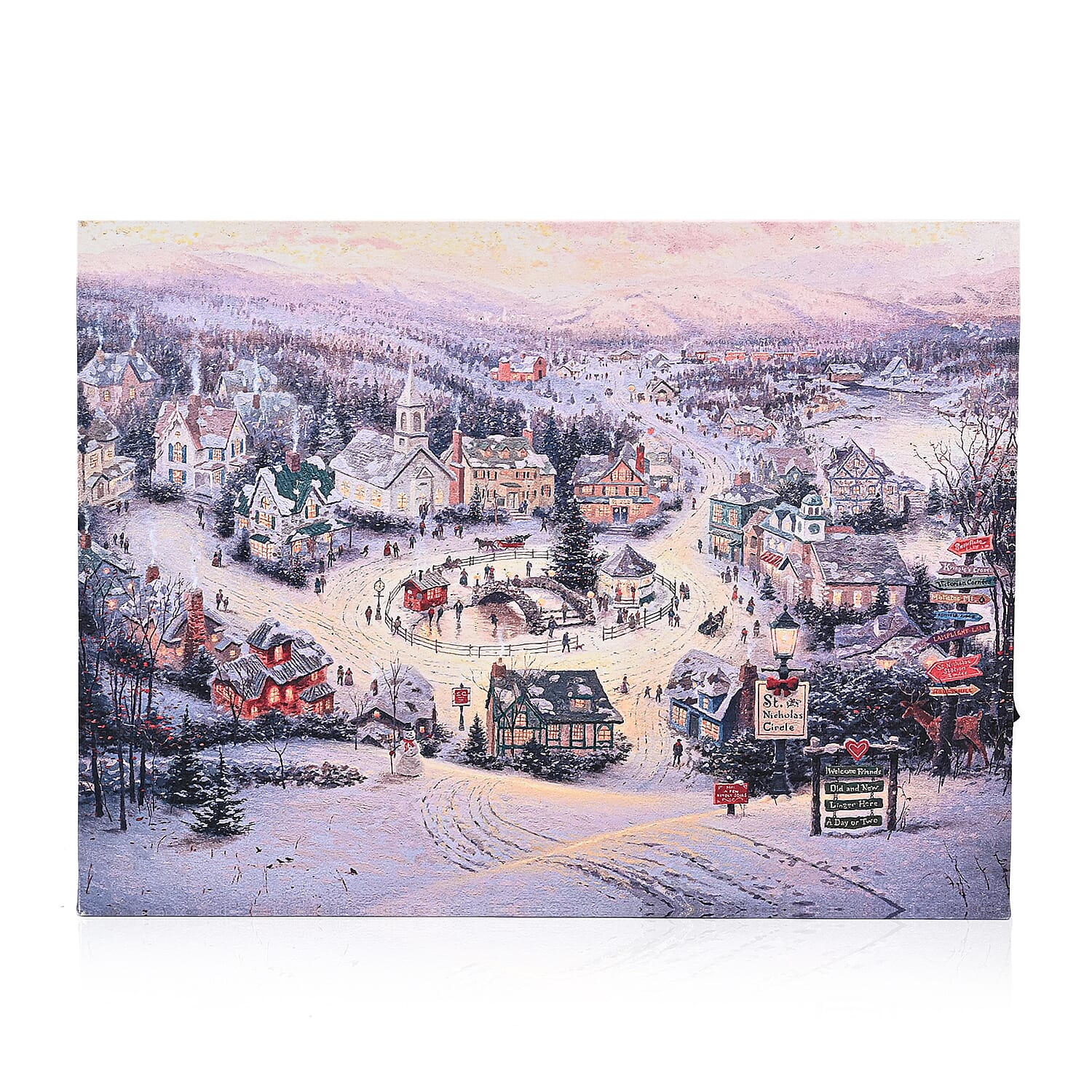 Christmas Idyllic LED Lit Scene (30 x 40cm) - Village