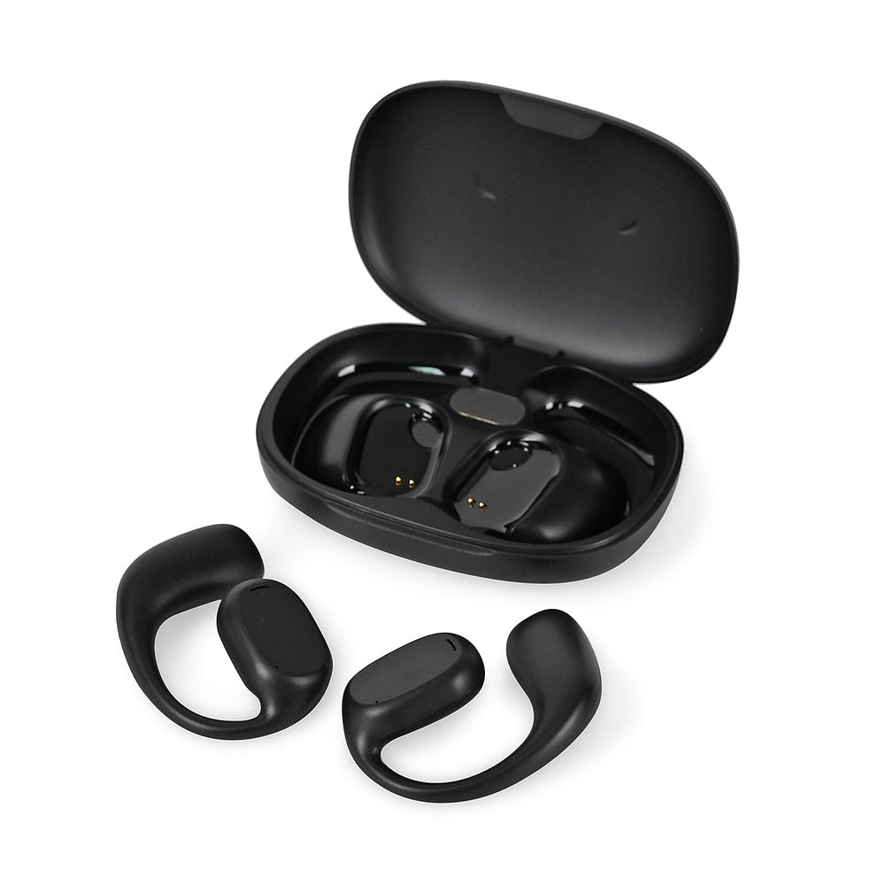 Bone Shape Wireless Earphone with Battery display and In-Ear Headphone (Size 6x1 cm) - Black