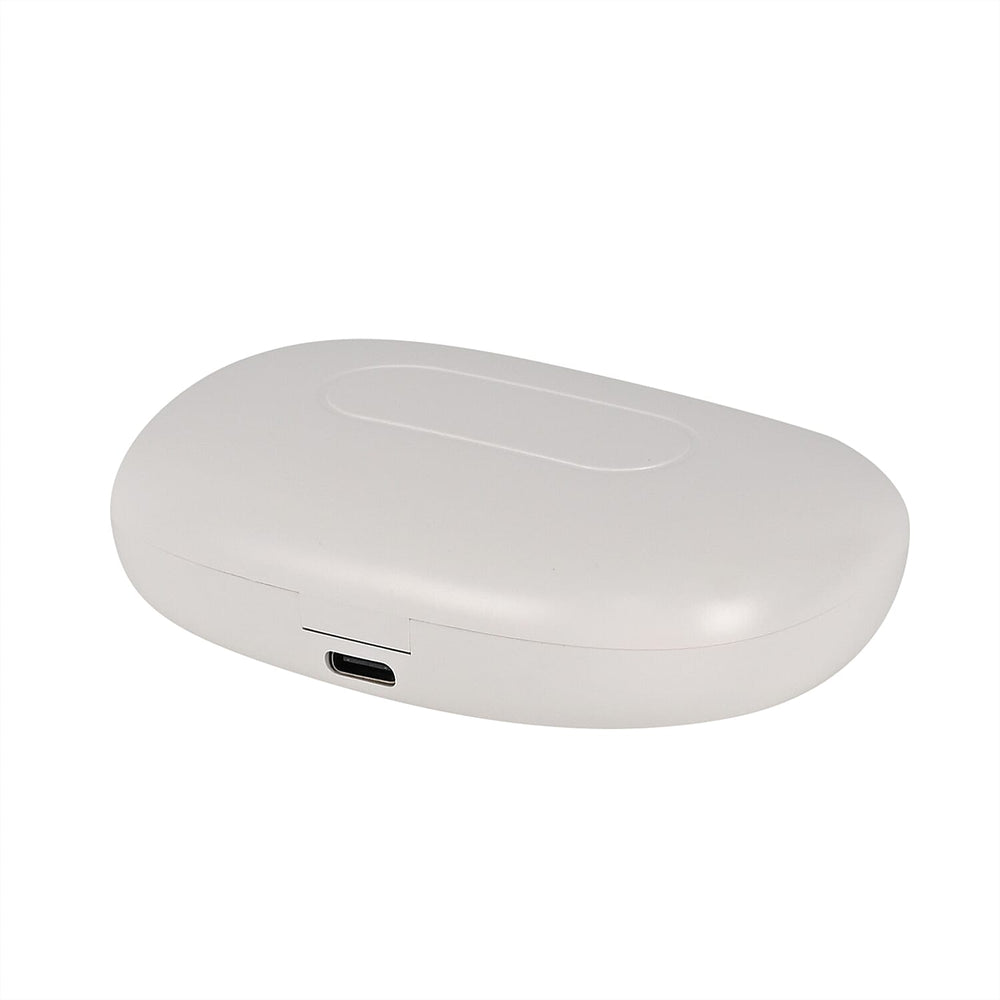 Bone Shape Wireless Earphone with Battery display and In-Ear Headphone- White