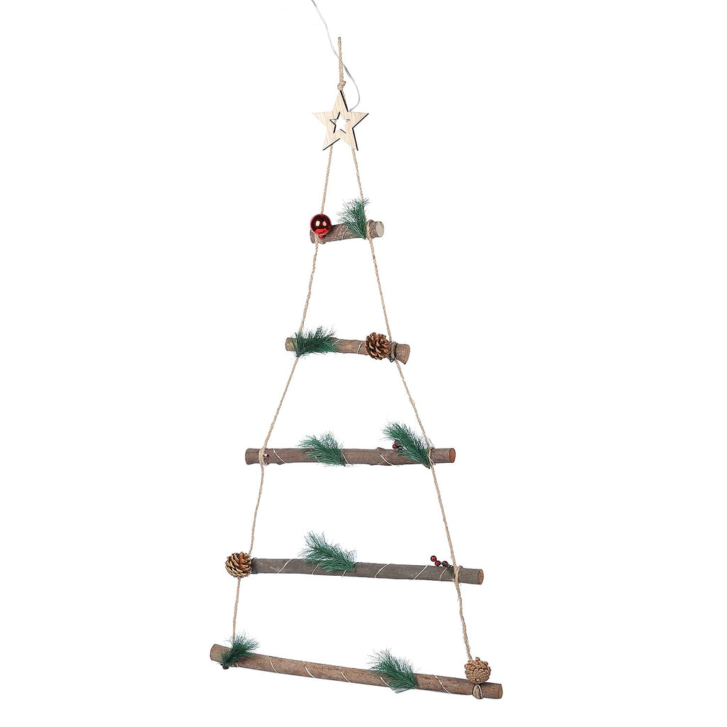 Christmas Decorative - Hanging Triangle Trees LED Lights (Size 87x43 Cm) - Green, Red & Brown