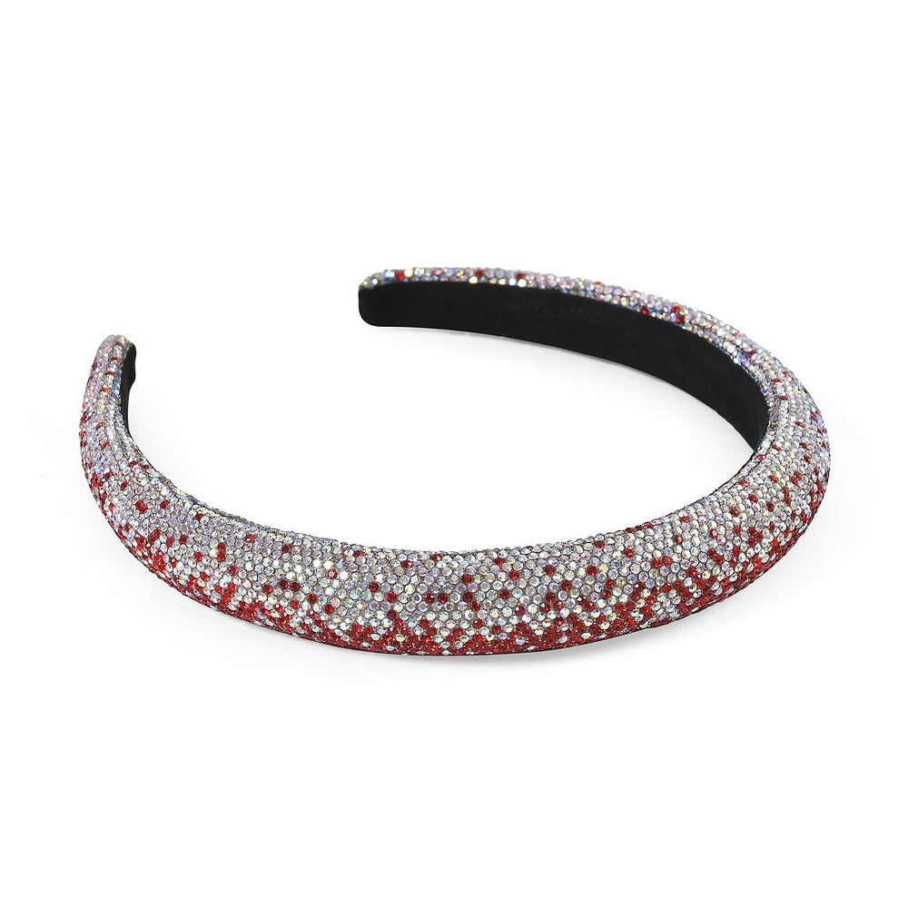 Set of 4 Sparkling Rhinestone Headbands for Women - Red, Black, Brown & Silver