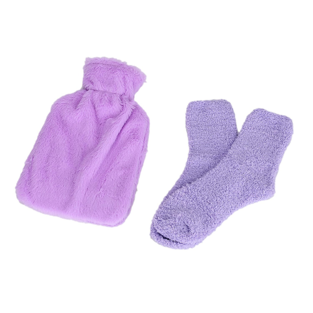 1000ML Hot Water Bag with Socks - Purple