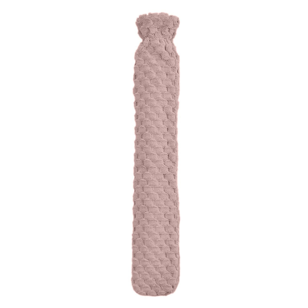 Reusable Long Hot Water Bottle with Plush Cover - Pink