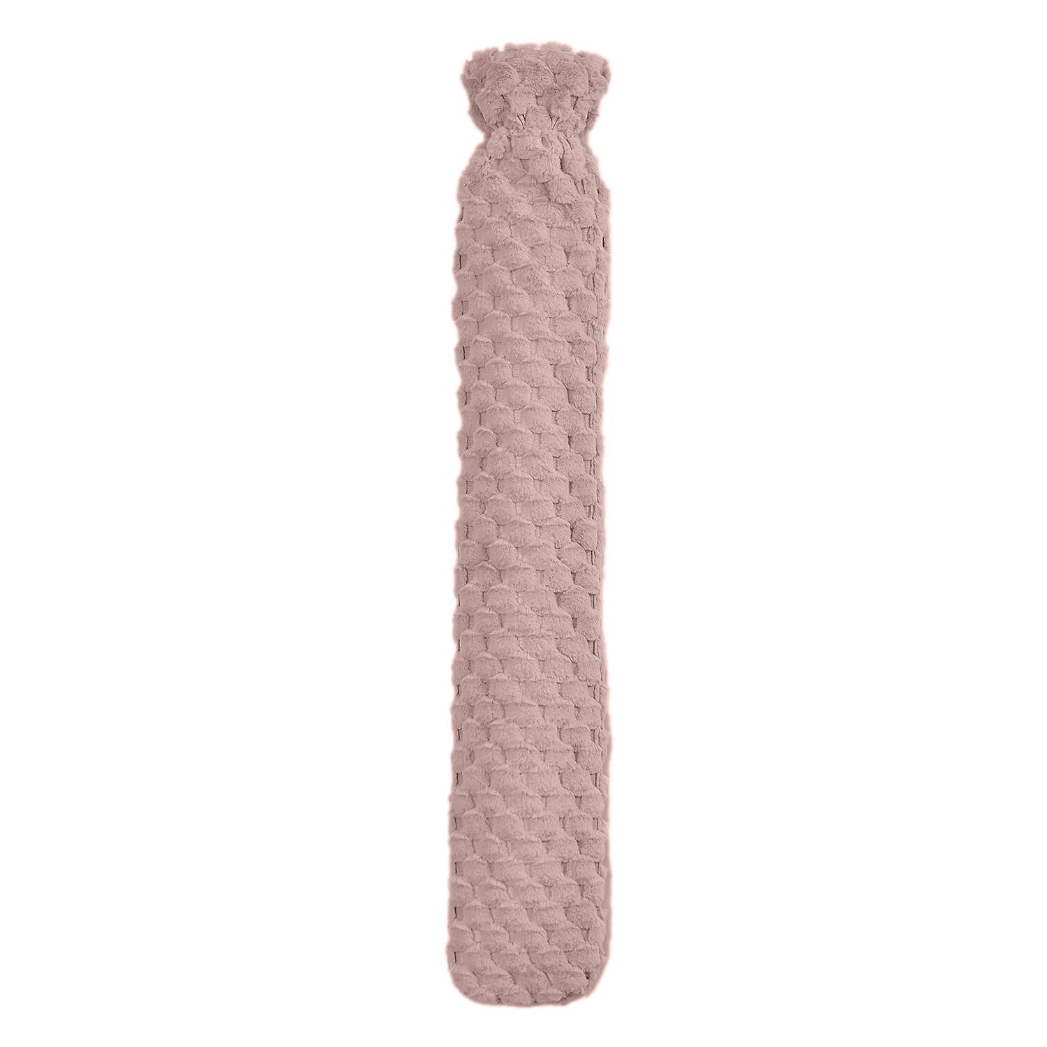 Reusable Long Hot Water Bottle with Plush Cover - Pink
