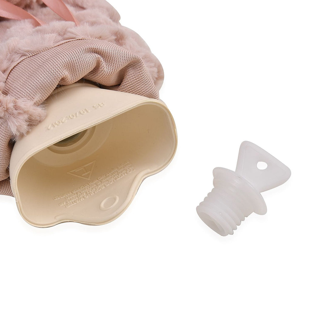 Reusable Long Hot Water Bottle with Plush Cover - Pink