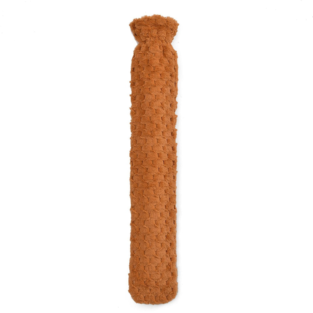 Reusable Long Hot Water Bottle with Plush Cover - Tan