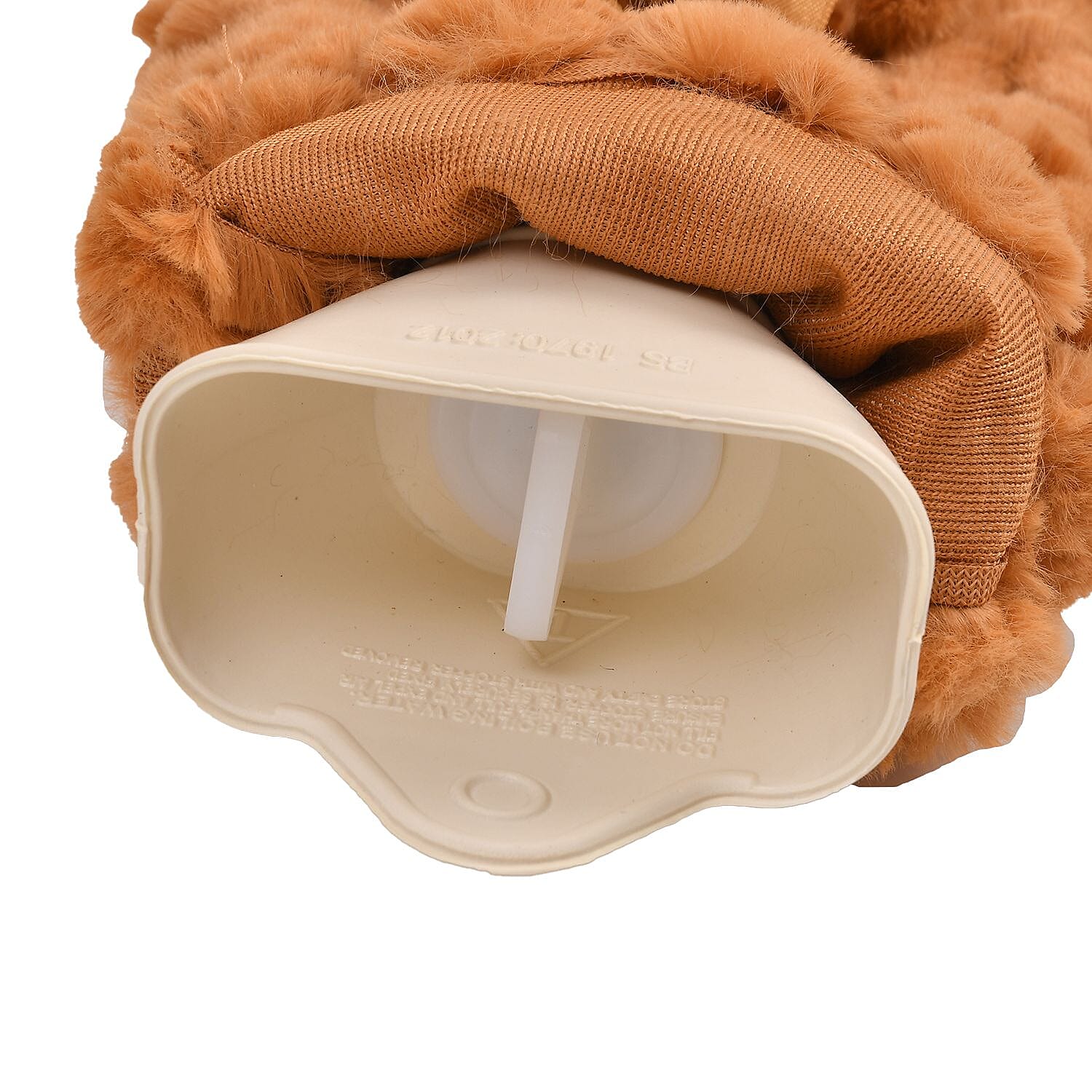 Reusable Long Hot Water Bottle with Plush Cover - Tan
