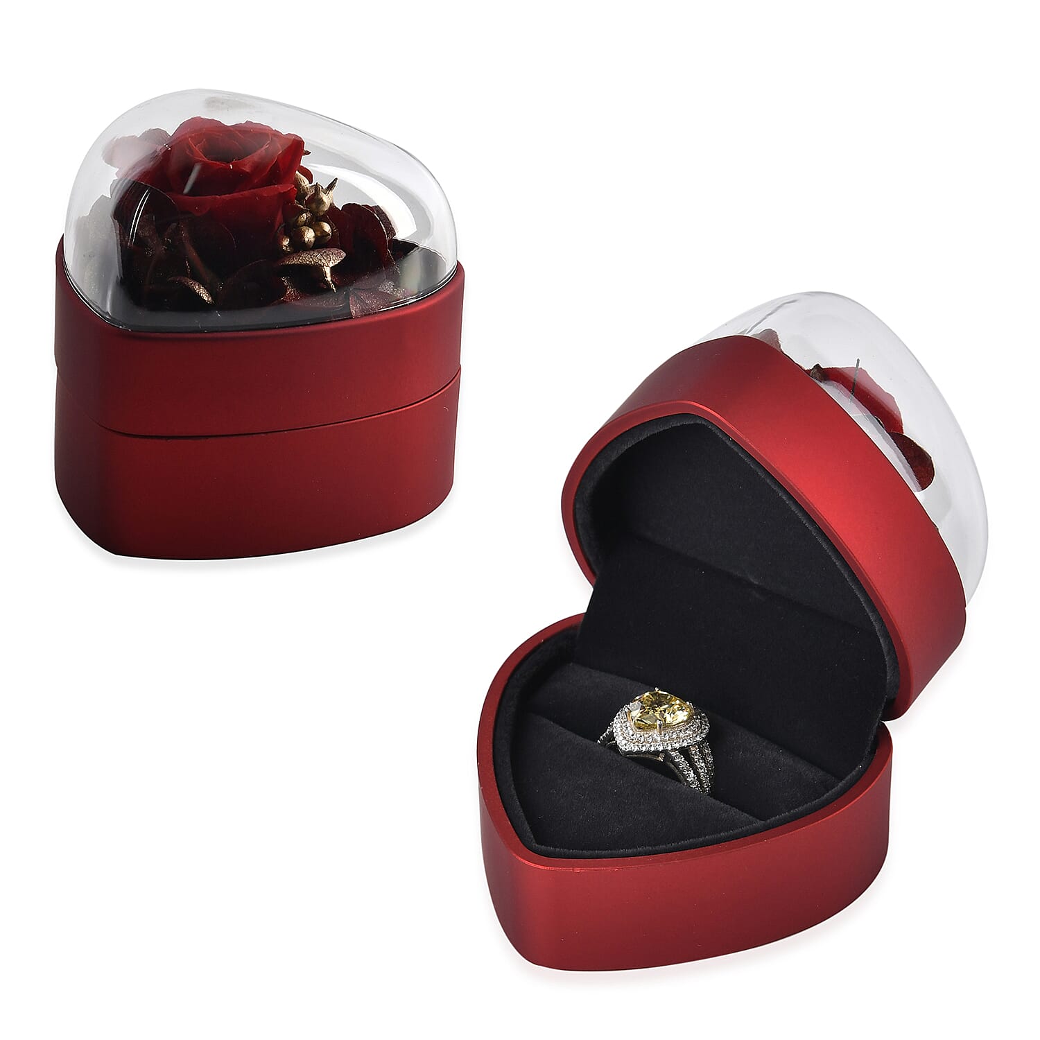 Heart Ring Box (Size 7x7x7 cm) - Red