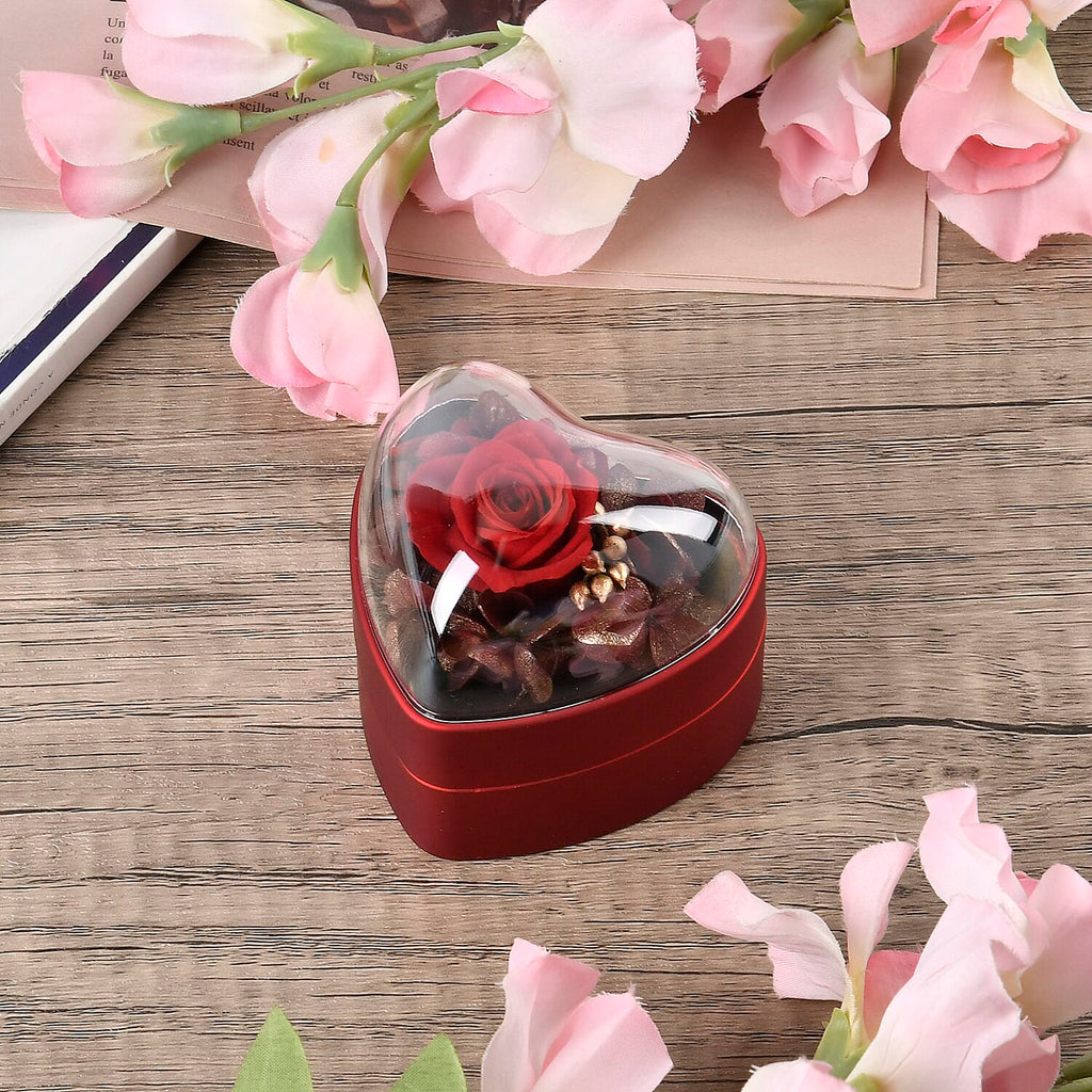Heart Ring Box (Size 7x7x7 cm) - Red