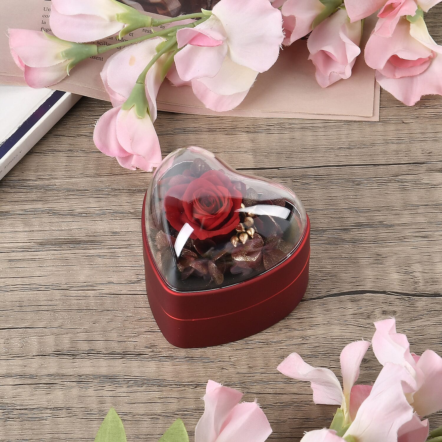 Heart Ring Box (Size 7x7x7 cm) - Red