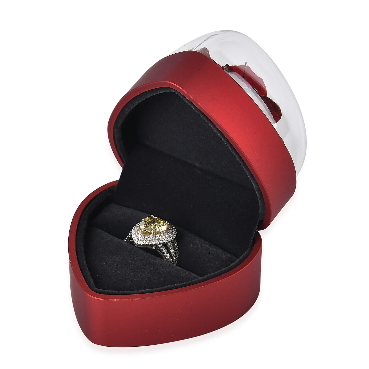 Heart Ring Box (Size 7x7x7 cm) - Red