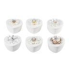 6 Pieces Fine Porcelain Heart Shape Containers with Floral Lids