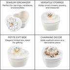 6 Pieces Fine Porcelain Heart Shape Containers with Floral Lids