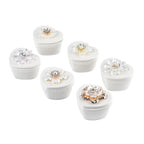 6 Pieces Fine Porcelain Heart Shape Containers with Floral Lids