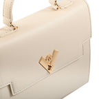 Heart and Soul Elegant Valentino Orlandi V Logo Satchel Bag with Adjustable Strap & Wallet - Taupe
