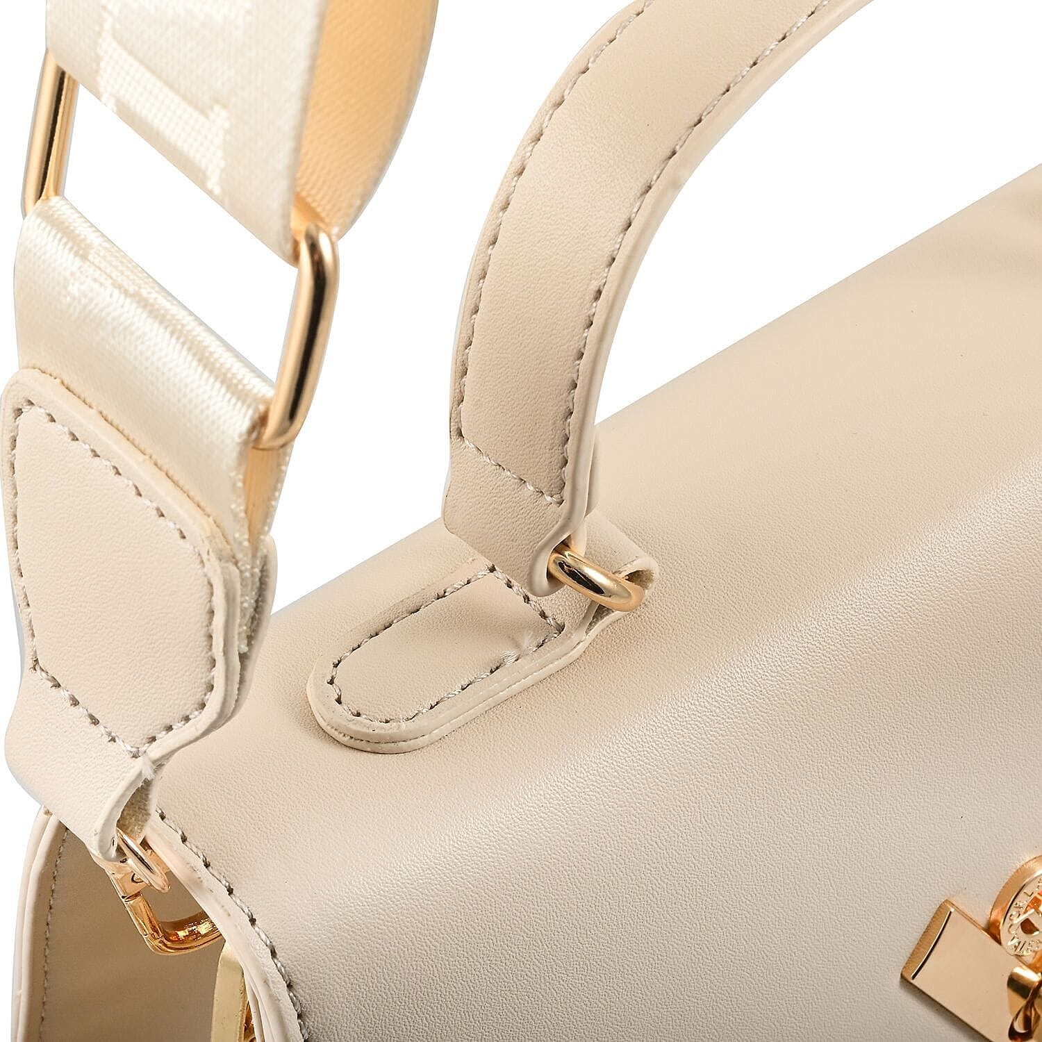Heart and Soul Elegant Valentino Orlandi V Logo Satchel Bag with Adjustable Strap & Wallet - Taupe