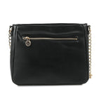 Heart and Soul Valentino Orlandi Elegant Quilted Crossbody Bag with V Logo - Black