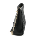 Heart and Soul Valentino Orlandi Elegant Quilted Crossbody Bag with V Logo - Black