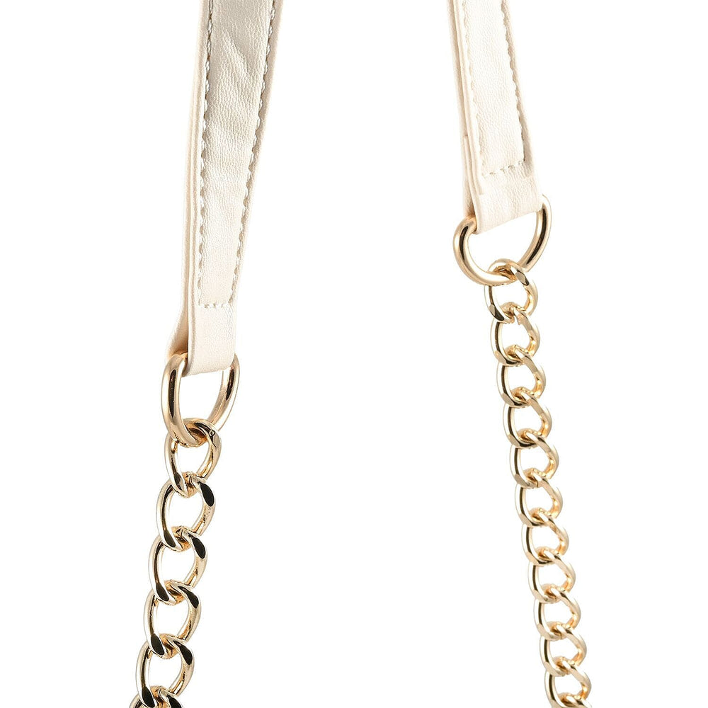 Heart and Soul Valentino Orlandi Elegant Quilted Crossbody Bag with V Logo - Cream