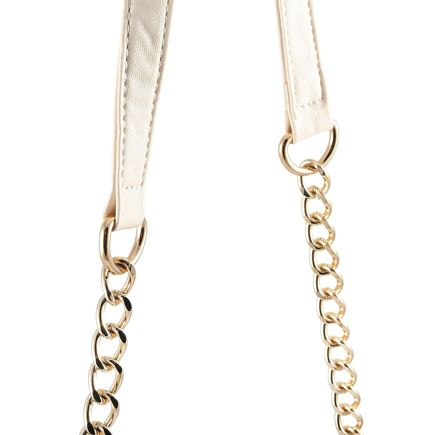 Heart and Soul Valentino Orlandi Elegant Quilted Crossbody Bag with V Logo - Cream