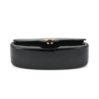 Valentino Orlandi - Italian Designer Glamorous Black Patent East-West Crossbody Bag with Gold Chain - Diamond V Detail
