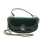 Valentino Orlandi - Italian Designer Glamorous Green Patent East-West Crossbody Bag with Gold Chain - Diamond V Detail