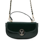 Valentino Orlandi - Italian Designer Glamorous Green Patent East-West Crossbody Bag with Gold Chain - Diamond V Detail