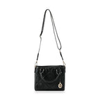 Heart and Soul Valentino Orlandi Quilted Top Handle Shoulder Bag with Adjustable Strap - Black