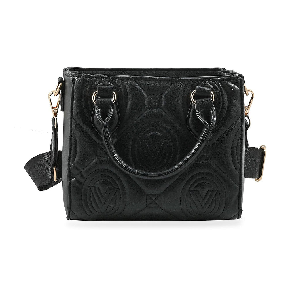 Heart and Soul Valentino Orlandi Quilted Top Handle Shoulder Bag with Adjustable Strap - Black