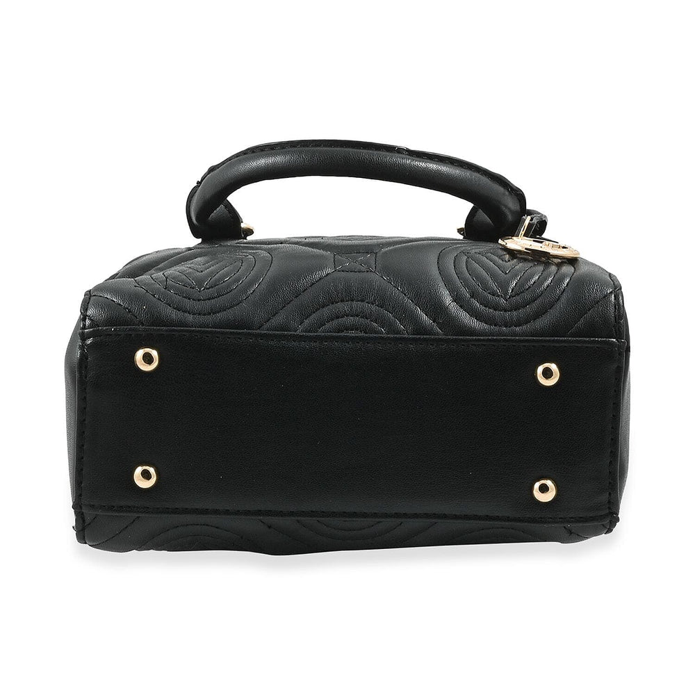 Heart and Soul Valentino Orlandi Quilted Top Handle Shoulder Bag with Adjustable Strap - Black
