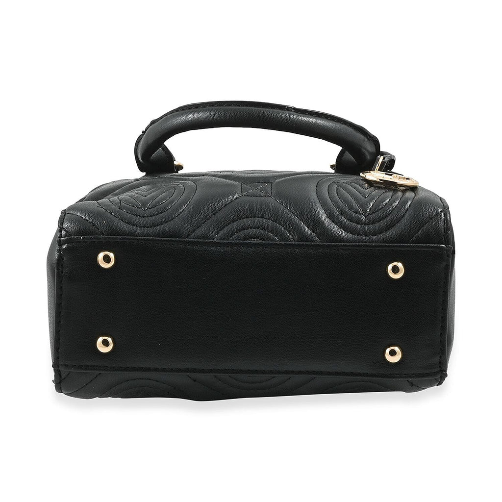 Heart and Soul Valentino Orlandi Quilted Top Handle Shoulder Bag with Adjustable Strap - Black
