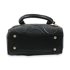 Heart and Soul Valentino Orlandi Quilted Top Handle Shoulder Bag with Adjustable Strap - Black