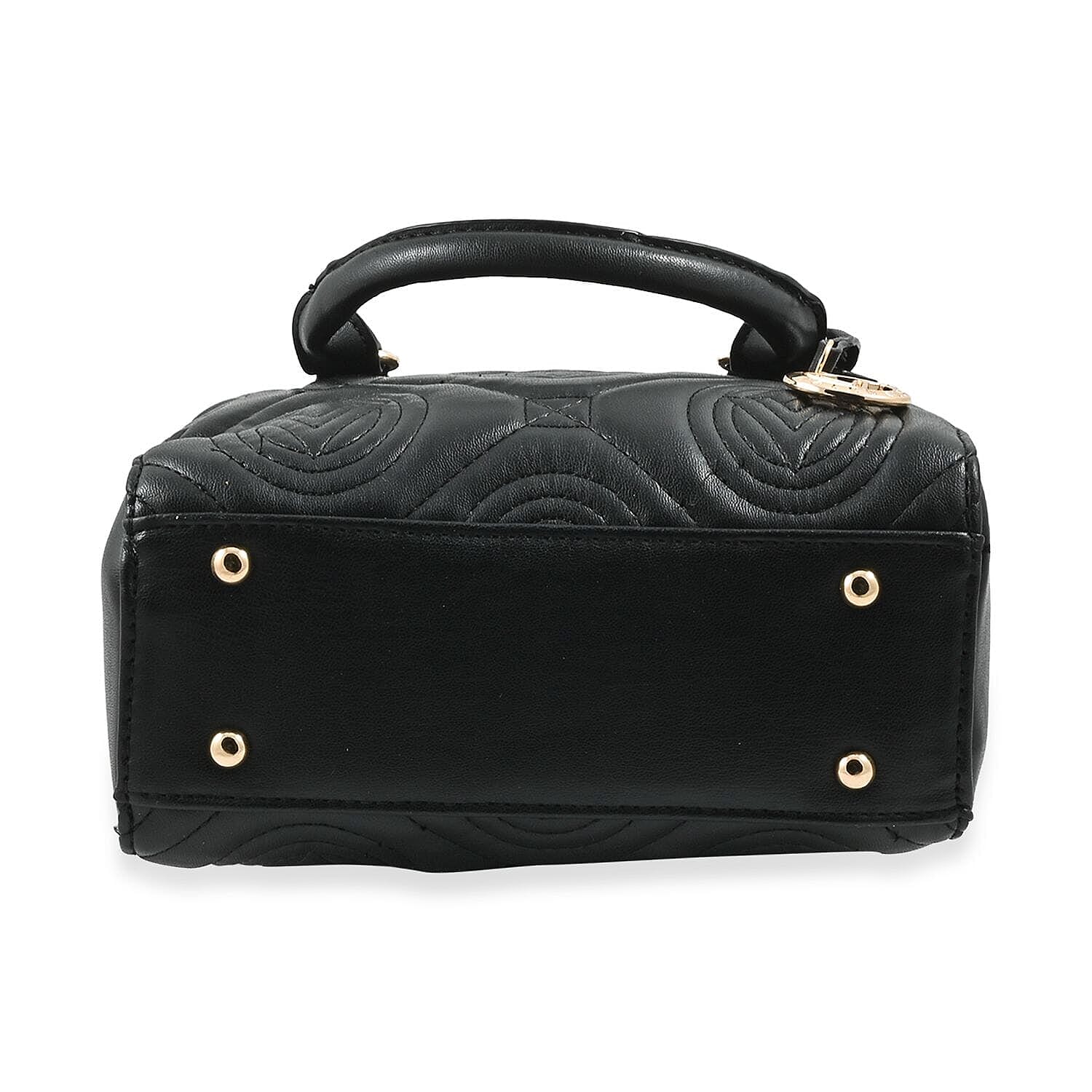 Heart and Soul Valentino Orlandi Quilted Top Handle Shoulder Bag with Adjustable Strap - Black