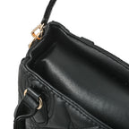 Heart and Soul Valentino Orlandi Quilted Top Handle Shoulder Bag with Adjustable Strap - Black