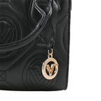 Heart and Soul Valentino Orlandi Quilted Top Handle Shoulder Bag with Adjustable Strap - Black