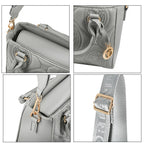 Valentino Orlandi - Italian Designer Quilted Top Handle Shoulder Bag with Adjustable Strap - Light Grey