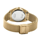 Henry London Moonphase Square Round Ladies White Silver Dial 3 ATM Water Resistant Watch with Gold Colour Mesh Bracelet