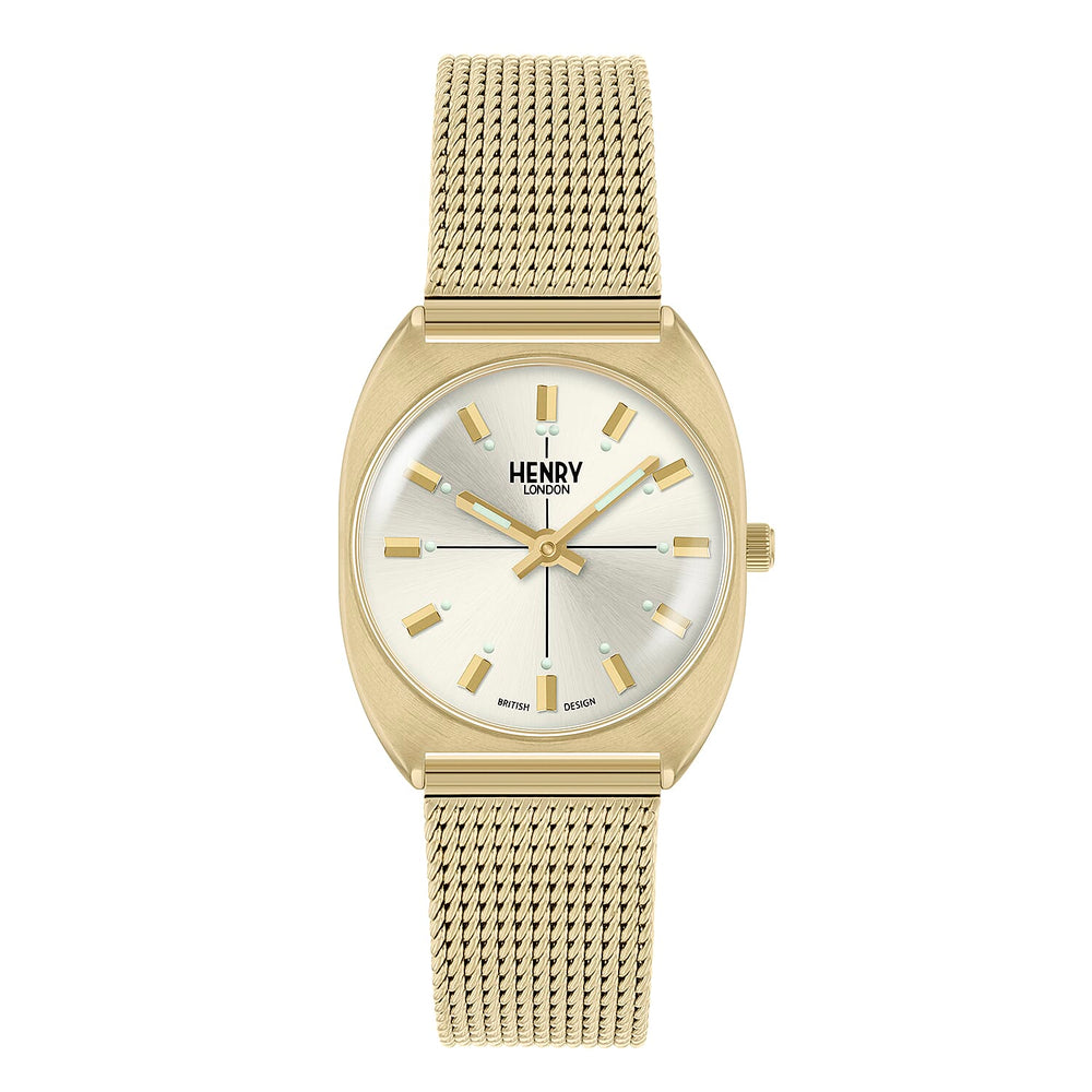 Henry London Vintage Square Round  White Silver Dial 3 ATM Water Resistant Watch