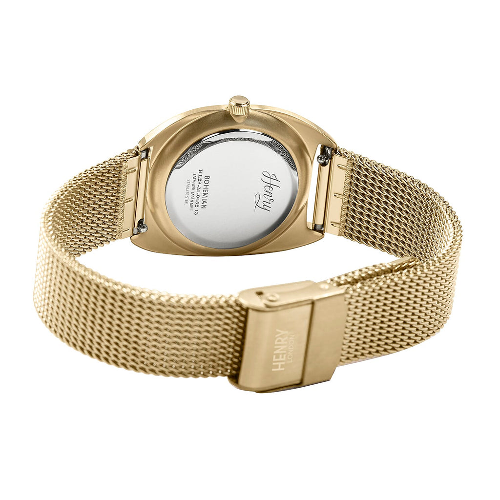 Henry London Vintage Square Round  White Silver Dial 3 ATM Water Resistant Watch