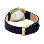 Henry London Vintage Square Round White Silver Dial 3 ATM Water Resistant Watch with Navy Colour Leather Strap