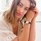 Henry London Vintage Square Round White Silver Dial 3 ATM Water Resistant Watch with Navy Colour Leather Strap