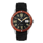Heritor Automatic Everest Black Analog Dial Silver Bezel 10 ATM Mens Watch in Light Brown Genuine Leather Strap