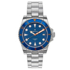 HERITOR Luciano Automatic Movt. 20ATM Water Resistance Blue Dial Mens Watch with Silver Colour Stainless Steel Chain Strap