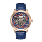 HERITOR Emmanuel Automatic 10ATM WR Multicolor Dial - Rose Gold Case Mens Watch with Blue Genuine Leather Strap