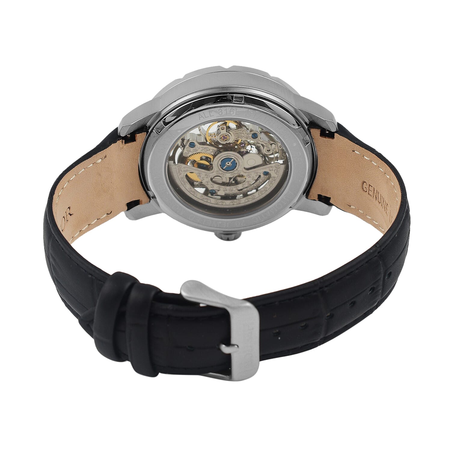 Ryder Collection Heritor Automatic Movement 5 ATM Water Resistant Watch with Black Genuine Leather Strap