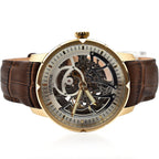 Ryder Collection Heritor Automatic Movement 5 ATM Water Resistant Watch with Dark Brown Genuine Leather Strap
